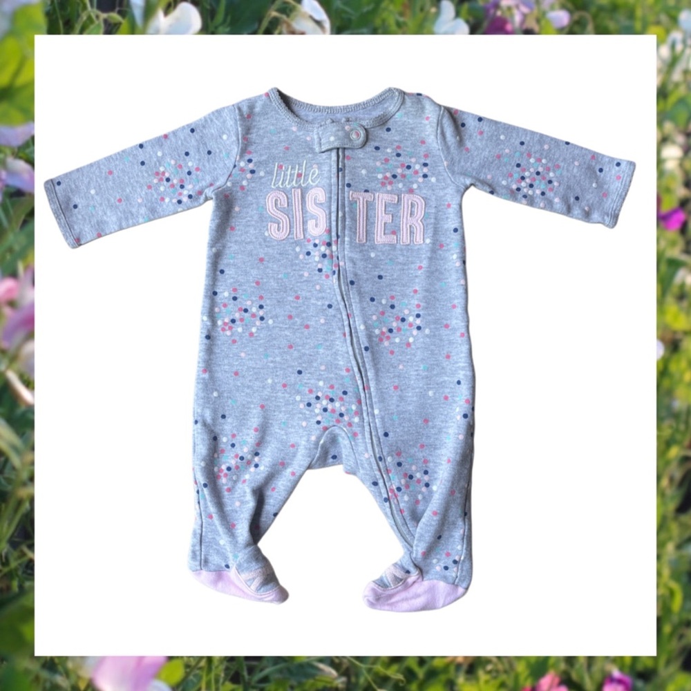 CARTERS Gray & Pink 'Little Sister' Footie.